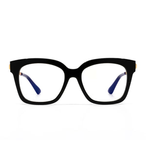 diff eyewear bella xs square blue light protection glasses with a black frame front view