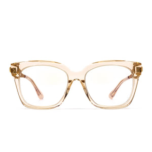 Bella rx eye glasses with blush crystal frame and blue light technology- front view