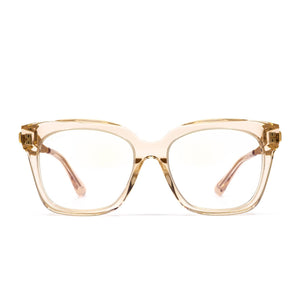 Bella XS prescription eyeglasses with blush crystal frames front view