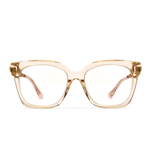 Bella XS prescription eyeglasses with blush crystal frames front view