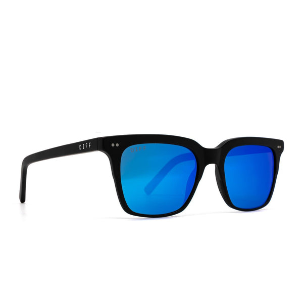 billie - matte black + blue mirror sunglasses 2