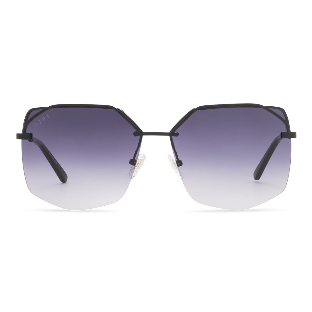 Bree Square Sunglasses, Black & Grey Gradient Lenses