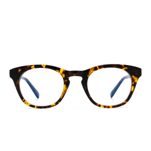 Callie eye glasses with dark tortoise frames and blue light technology- front view