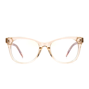 Carina eye glasses with blush crystal frames and blue light technology- front view