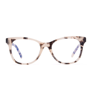 diff eyewear carina cat eye glasses with cream tortoise frame and blue light technology glasses front view