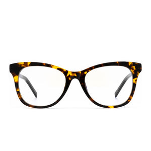 Carina eye glasses with dark tortoise frames and blue light technology- front view