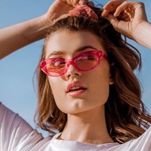 cat eye pink sunglasses