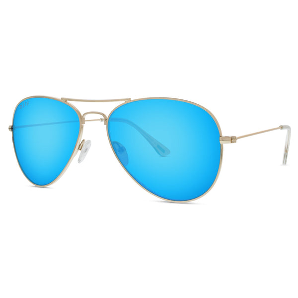 cruz - gold + blue mirror sunglasses 1