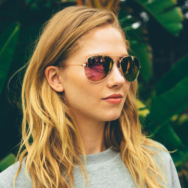 cruz - gold + blue mirror sunglasses 4