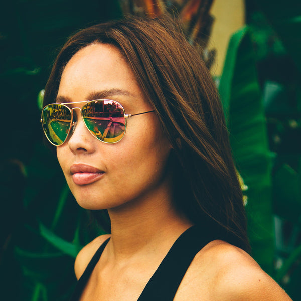 cruz - gold + blue mirror sunglasses 5