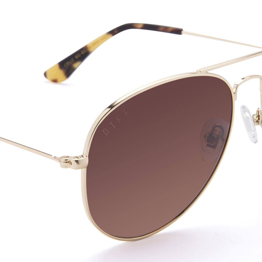 Cruz Aviator Sunglasses | Brushed Gold & Brown Gradient Lenses | DIFF ...