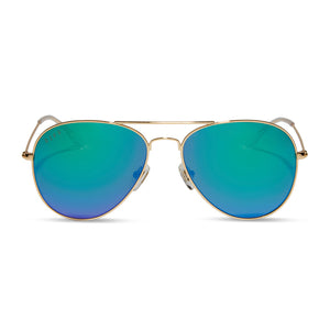 Cruz Aviator Sunglasses Gold Frames Blue Mirror Lenses DIFF