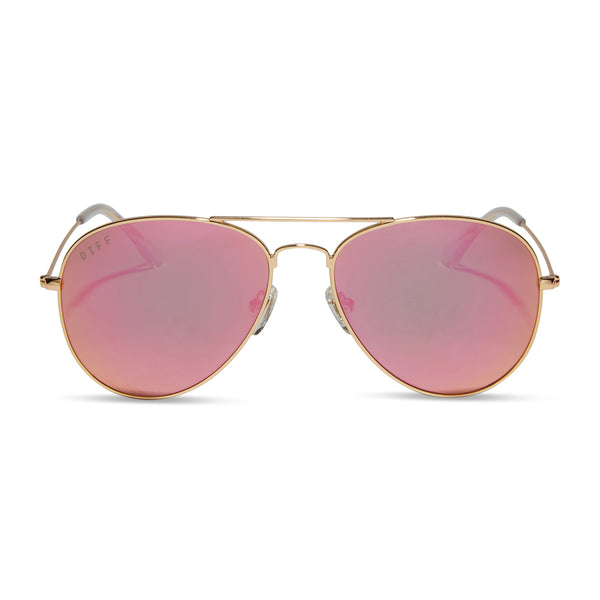 cruz - gold + pink mirror sunglasses