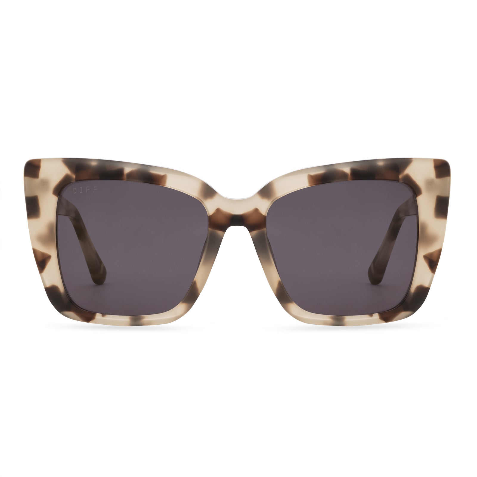 Lizzy Cat Eye Sunglasses Cream Tortoise & Solid Grey Lenses DIFF