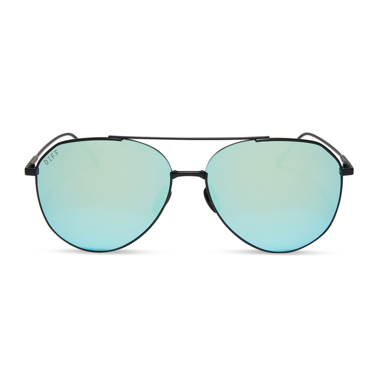 Dash Aviator Sunglasses Matte Black Frames & Blue MirrorLenses DIFF