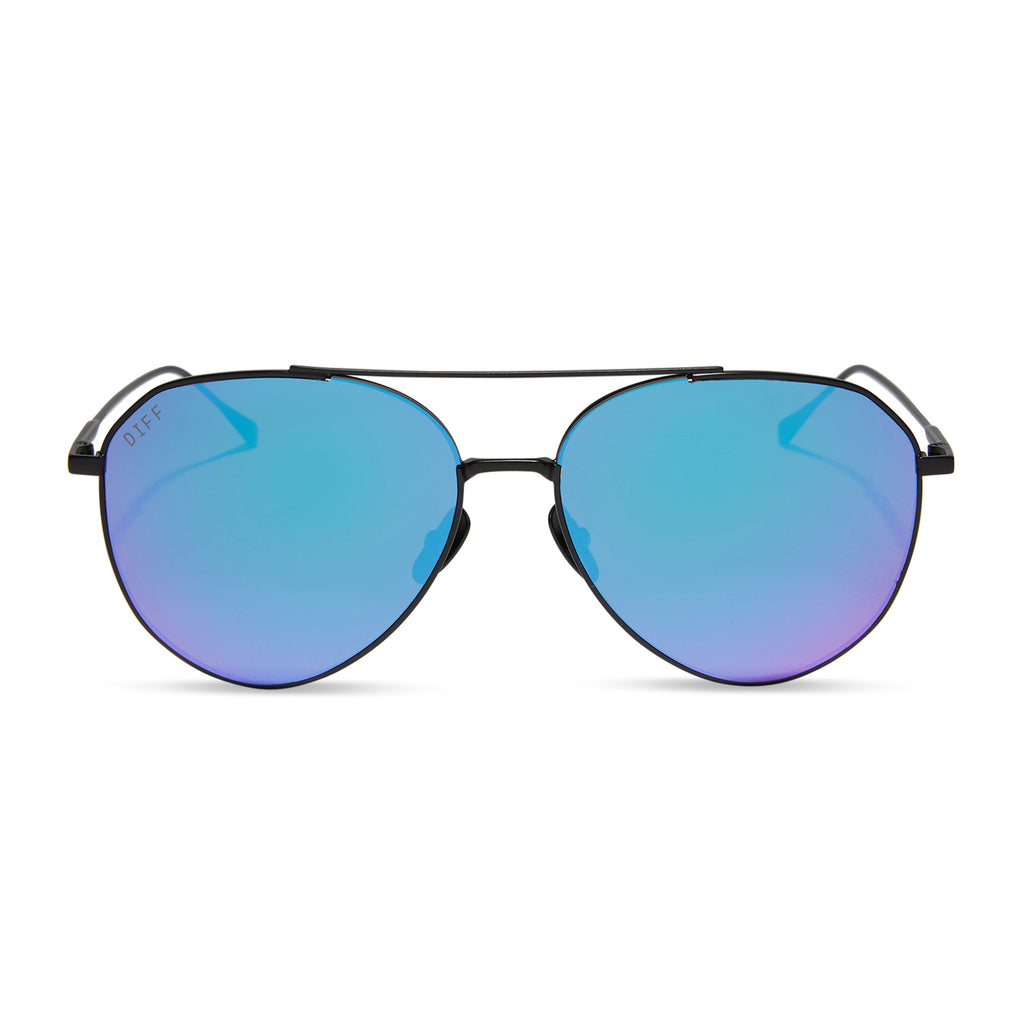Dash Aviator Sunglasses | Matte Black & Purple Mirror Lenses | DIFF Eyewear