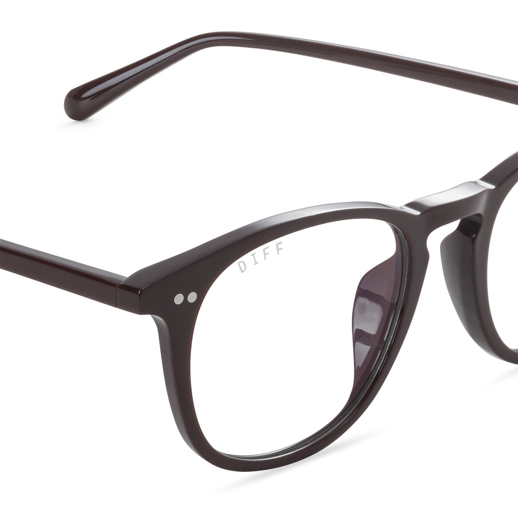 Jaxson Round Glasses Claret & Clear Blue Light Technology DIFF Eyewear