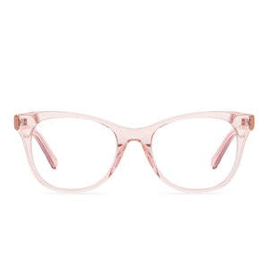 Prescription Square - Light Pink Crystal Glasses Frame - Clear RX Lens - Carina by Diff Eyewear
