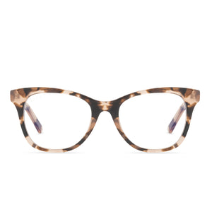 diff eyewear carina cateye glasses with a himalayan tortoise frame and prescription lenses front view