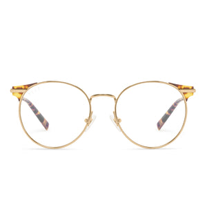 Summit Round Glasses, Gold & Clear Blue Light Technology