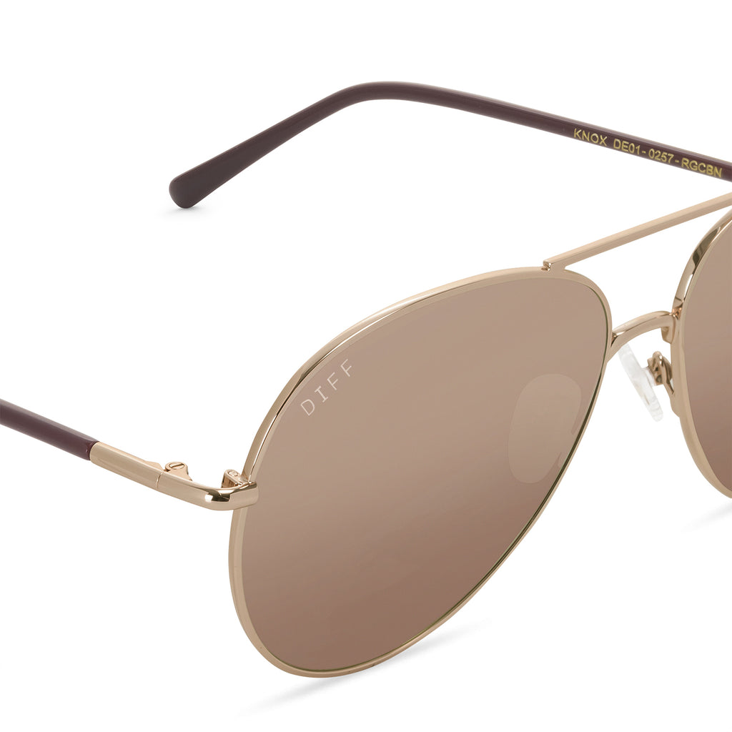 Knox Aviator Sunglasses Rose Gold & Cherry Blossom Mirror DIFF Eyewear