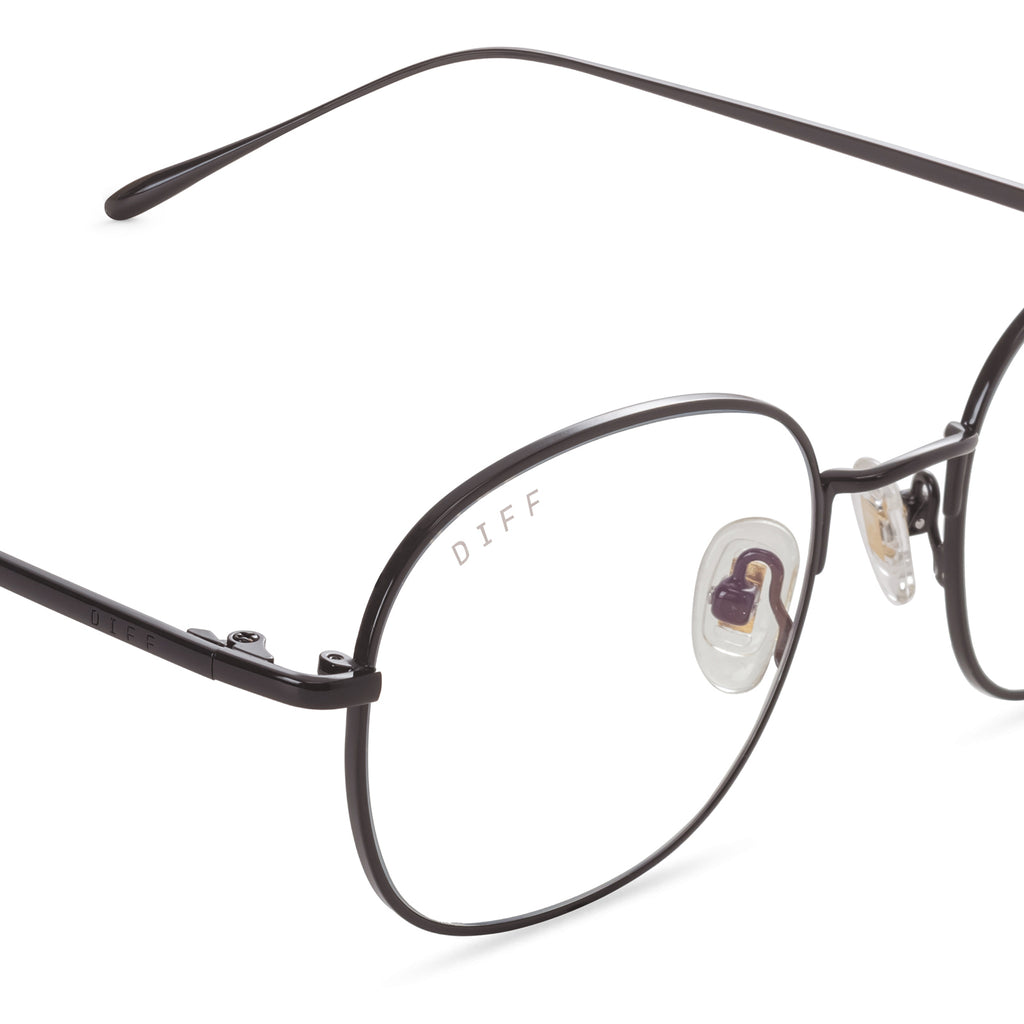 Reid Round Glasses Black & Clear Blue Light Technology DIFF Eyewear