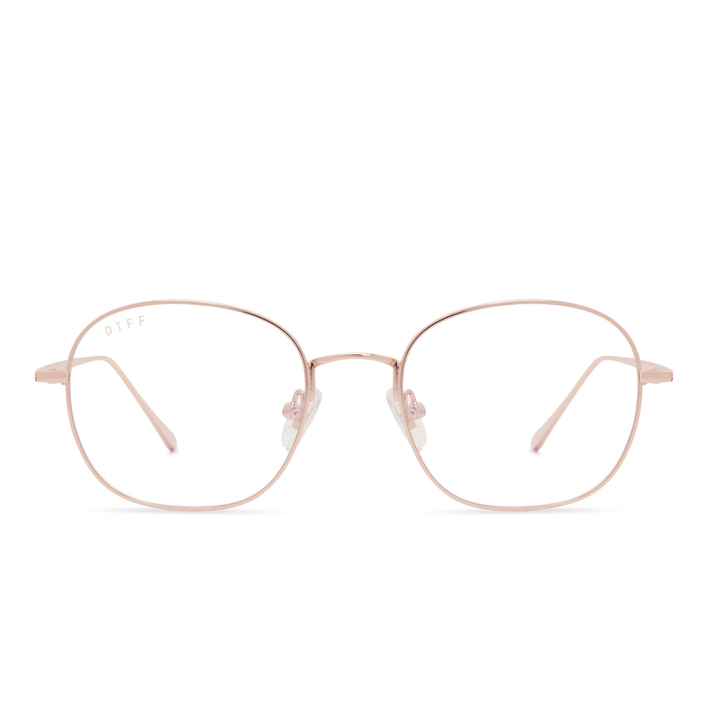 Reid Round Glasses | Rose Gold & Clear Blue Light Technology | DIFF Eyewear