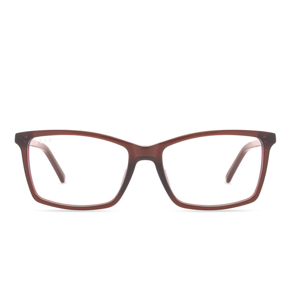 Connor Square Glasses Chestnut Crystal & Blue Light Technology DIFF Eyewear