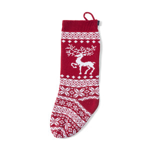 HOLIDAY STOCKING REINDEER - RED + WHITE