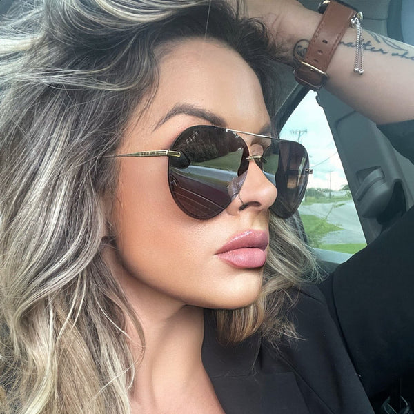 lenox - gold + brown gradient mirror polarized sunglasses 5