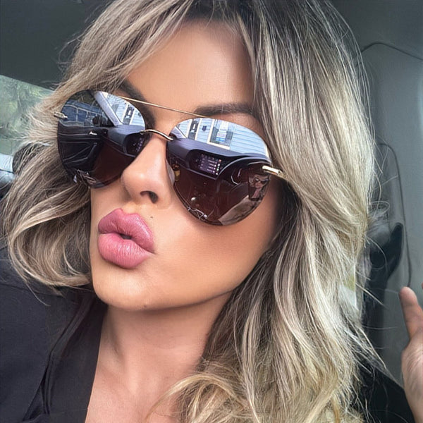 lenox - gold + brown gradient mirror polarized sunglasses 6