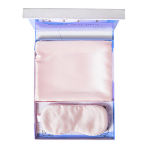 SILK MASK + PILLOWCASE SET - PINK open box