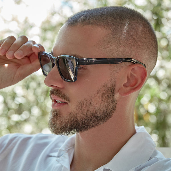dean - black marble + grey polarized sunglasses 5