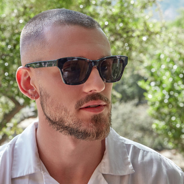 dean - black marble + grey polarized sunglasses 1