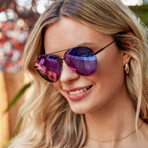 Aviator Sunglasses & DIFF Lenox Eyewear Purple Matte Black | Lenses Mirror |