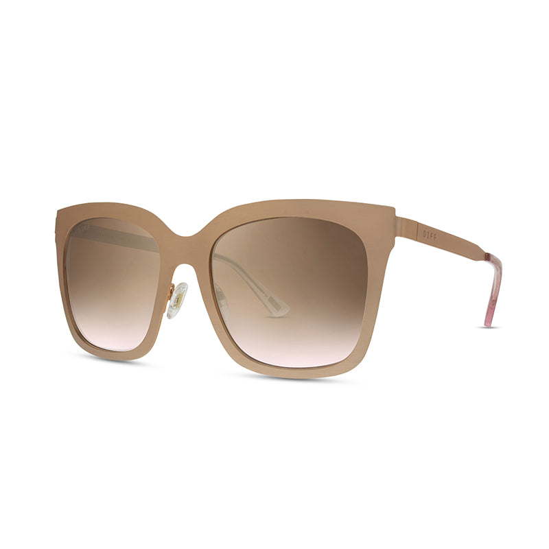 Ella Square Sunglasses Rose Gold Ella Frames & Brown Gradient Lenses
