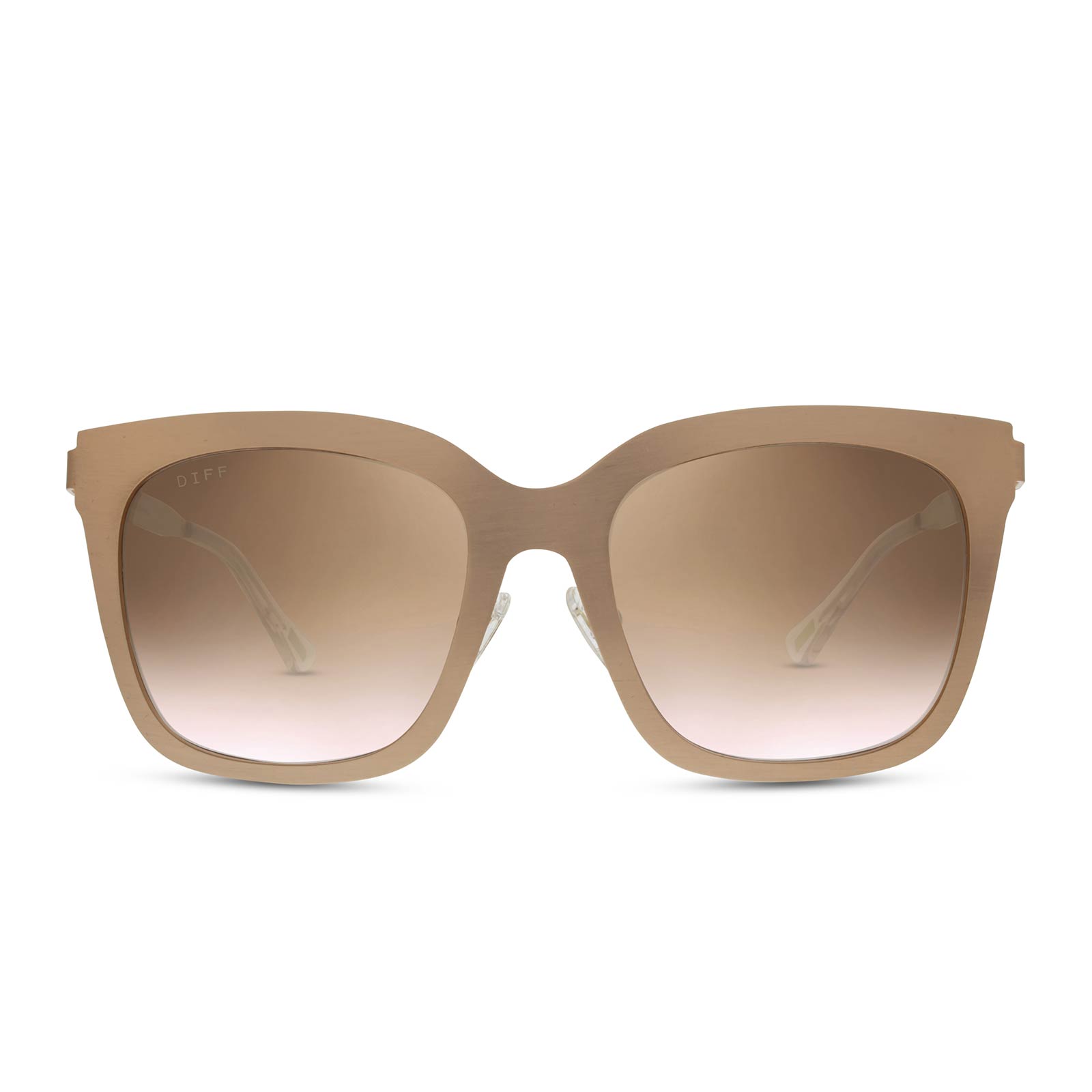 Ella Square Sunglasses Rose Gold Ella Frames & Brown Gradient Lenses