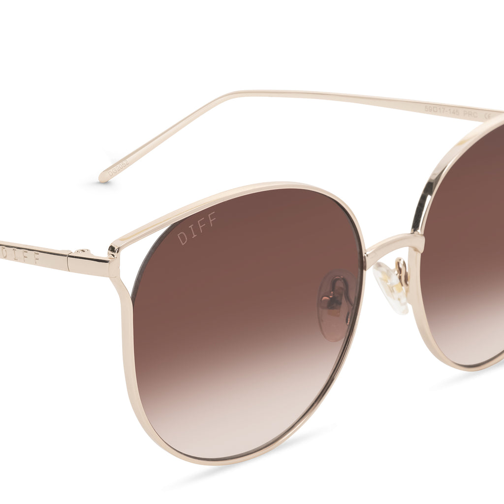 Rory Aviator Sunglasses Gold & Brown Gradient Lenses DIFF Eyewear