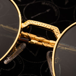 harry potter x diff eyewear hermione granger sunglasses close up of detailed inscription on nose bridge