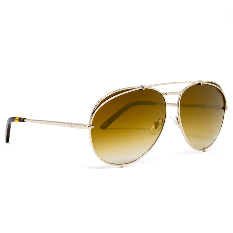 Koko Aviator Sunglasses l Gold & Brown Gradient Flash DIFF Charitable
