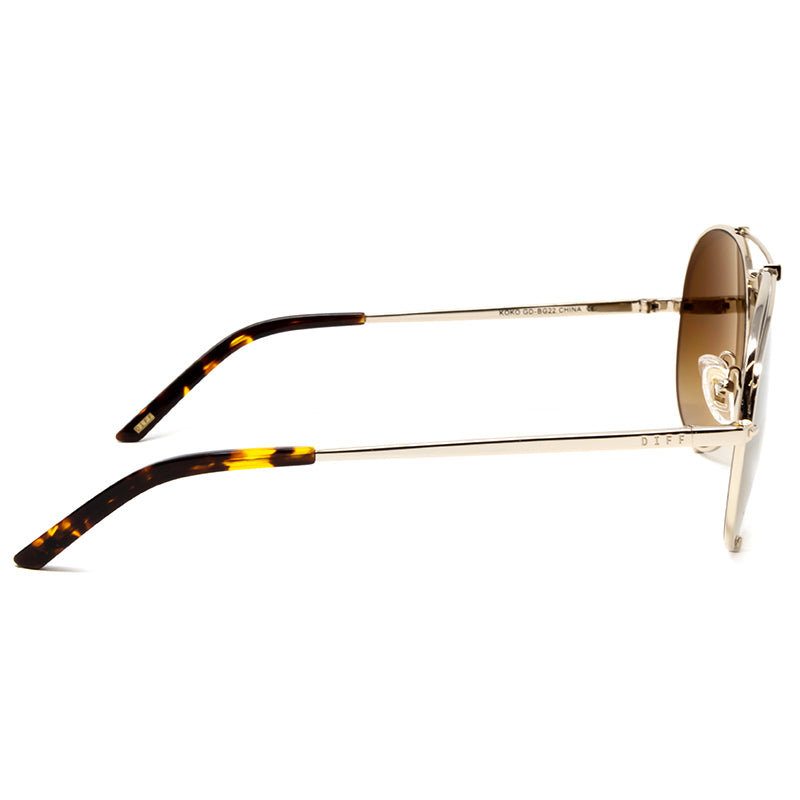 Koko Aviator Sunglasses l Gold & Brown Gradient Flash DIFF Charitable