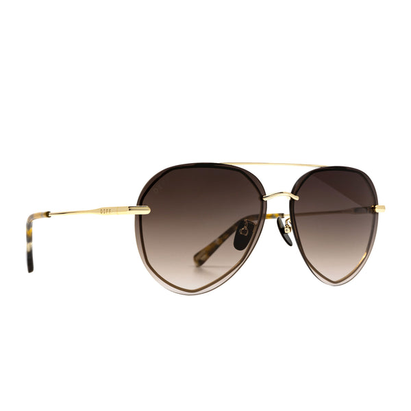 lenox - gold + sea tortoise tips + brown gradient sunglasses 2
