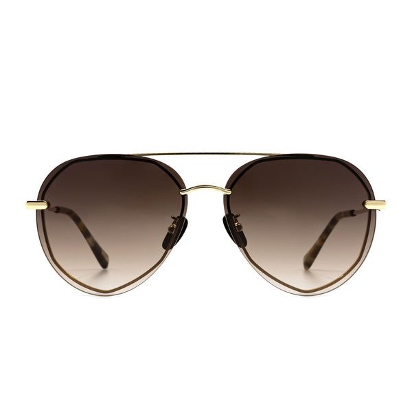 lenox - gold + sea tortoise tips + brown gradient sunglasses