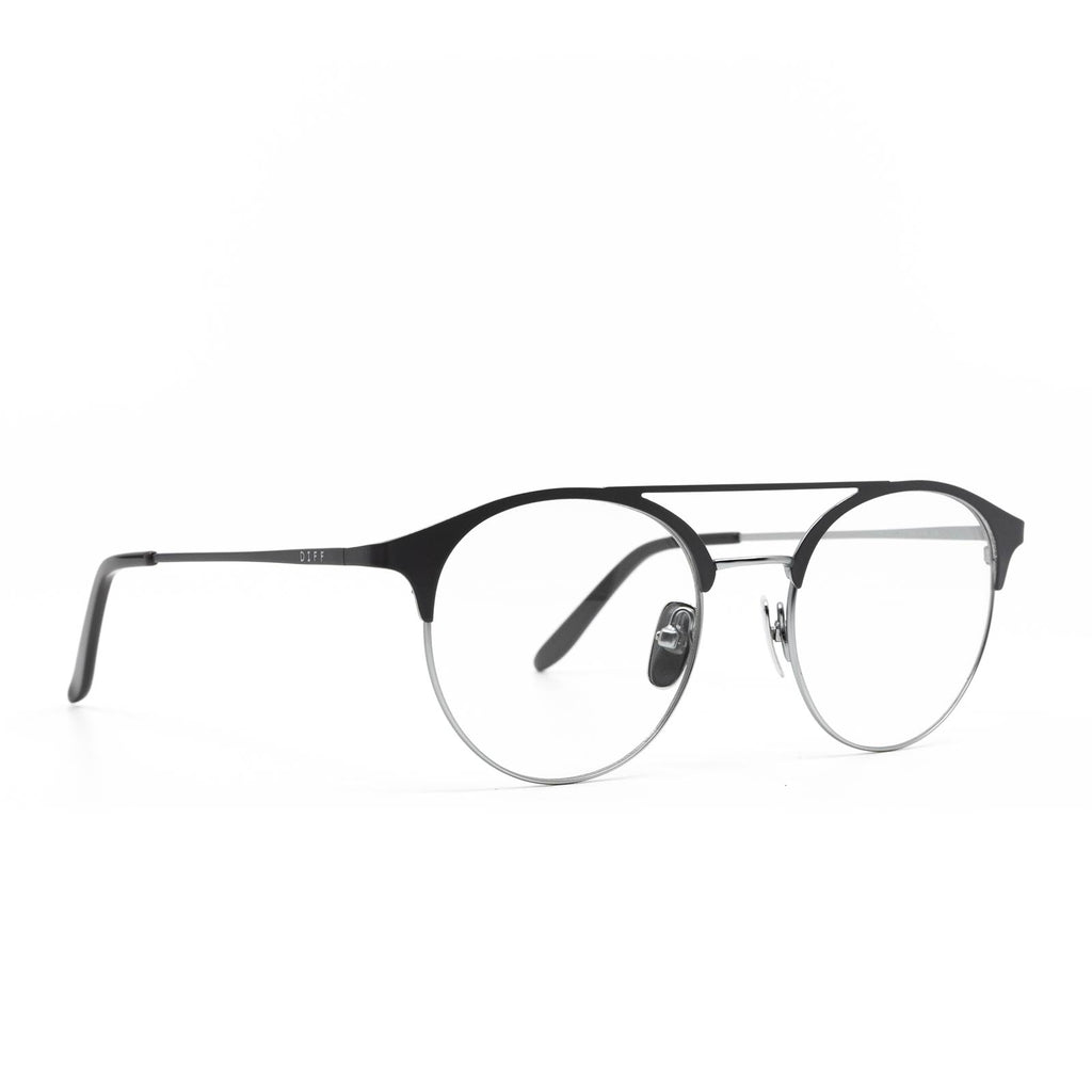 LEXI - SILVER + MATTE DARK GREY +CLEAR GLASSES – DIFF Eyewear