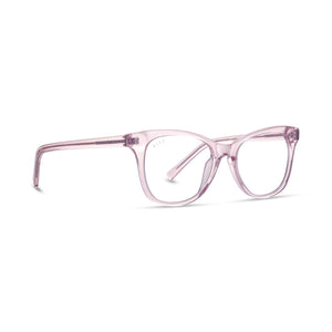 Blue Light Blocking Glasses - Light Pink Crystal Frame - Square Computer & Gaming Glasses - Carina by Diff Eyewear