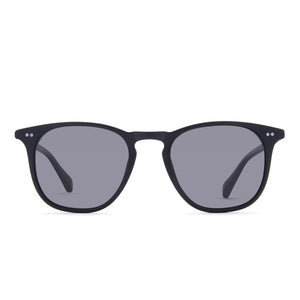 diff eyewear maxwell square sunglasses with a matte black acetate frame and grey polarized lenses front view