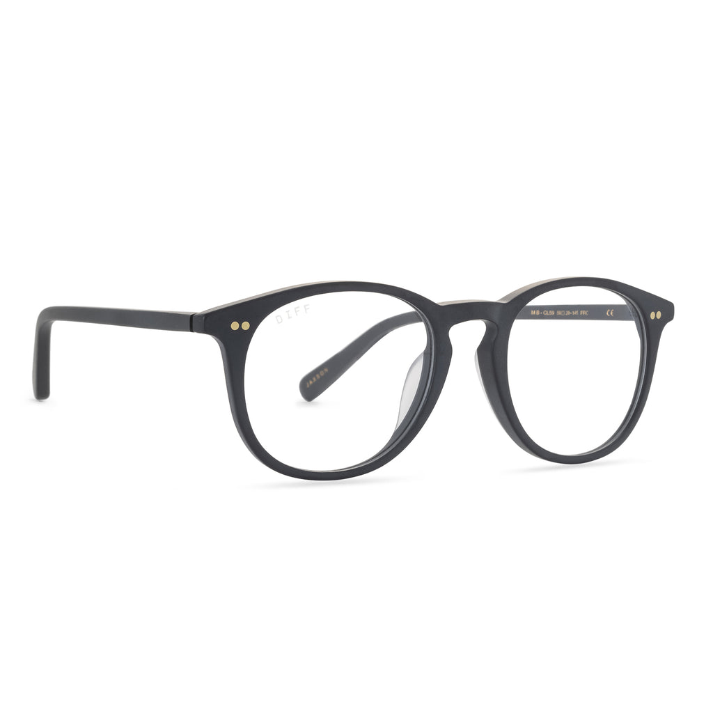 Jaxson Round Glasses | Matte Black & Clear Blue Light Technology | DIFF ...