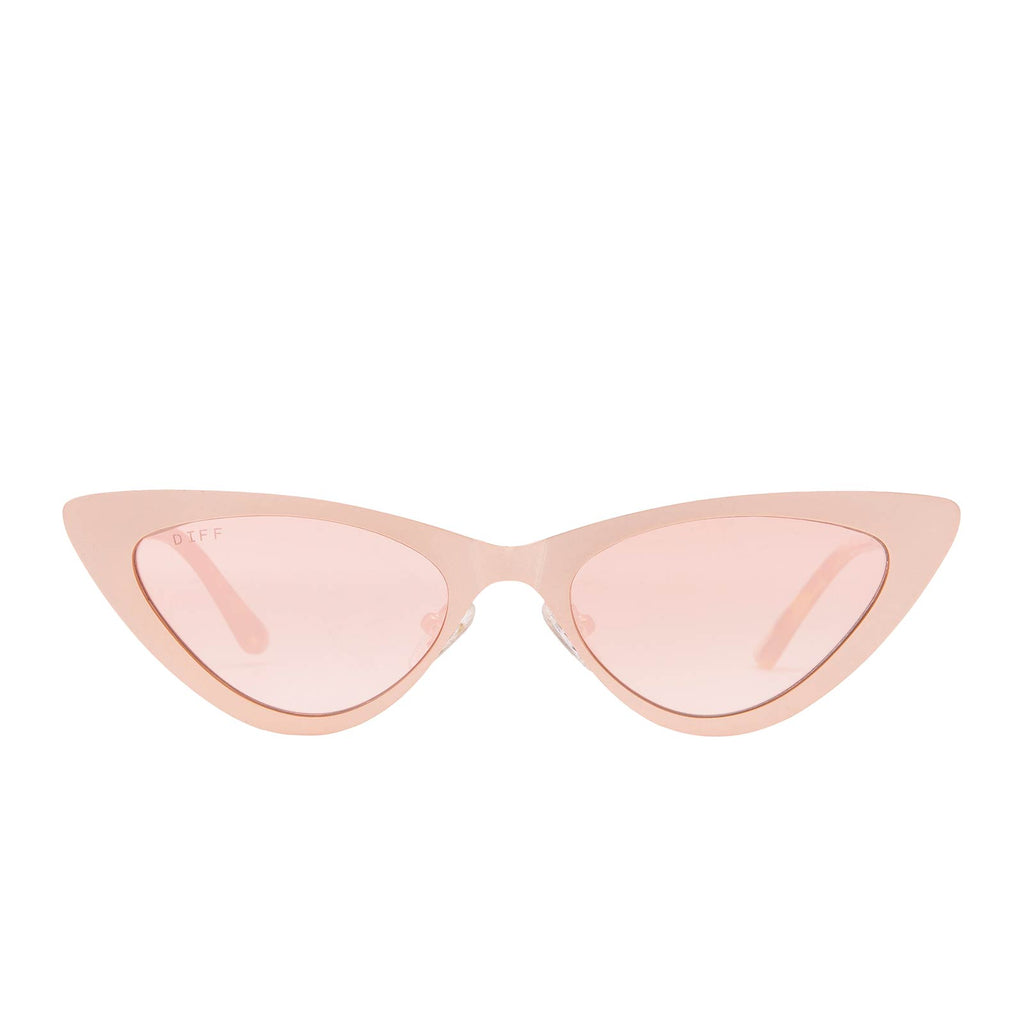 Rae Matte Rose Gold Sunglasses | Rose Gradient Lens – DIFF Eyewear