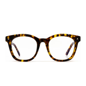 Ryder glasses with amber tortoise frames and blue light technology lens front view