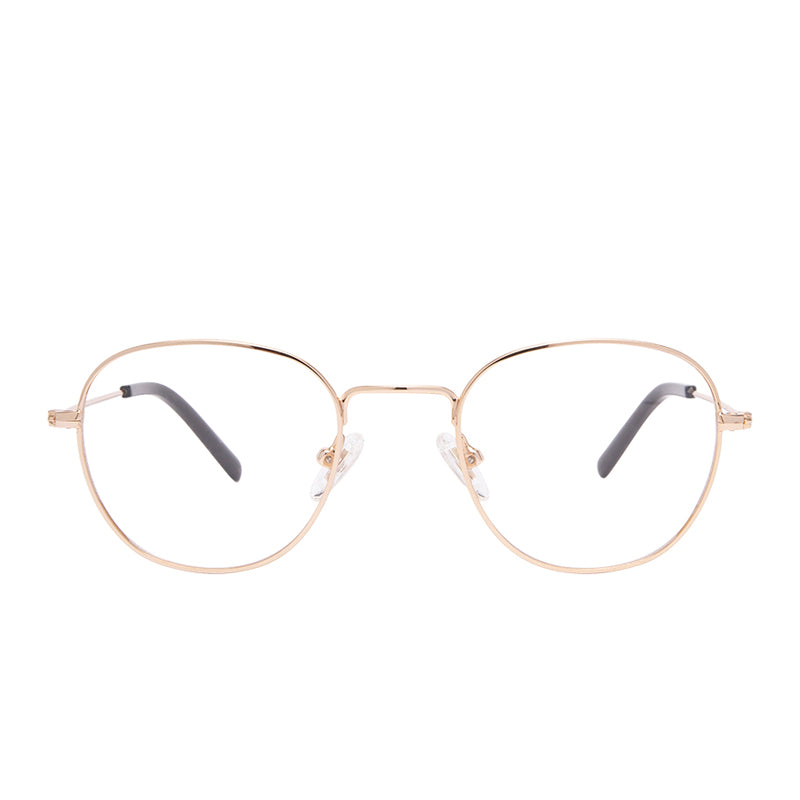Sage Round Glasses | Gold & Clear Blue Light Technology Lenses | DIFF ...